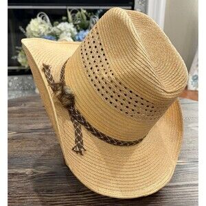 Vintage PEREDA HATS INTERNATIONAL Superlino Mexico Straw Western Cowboy Hat